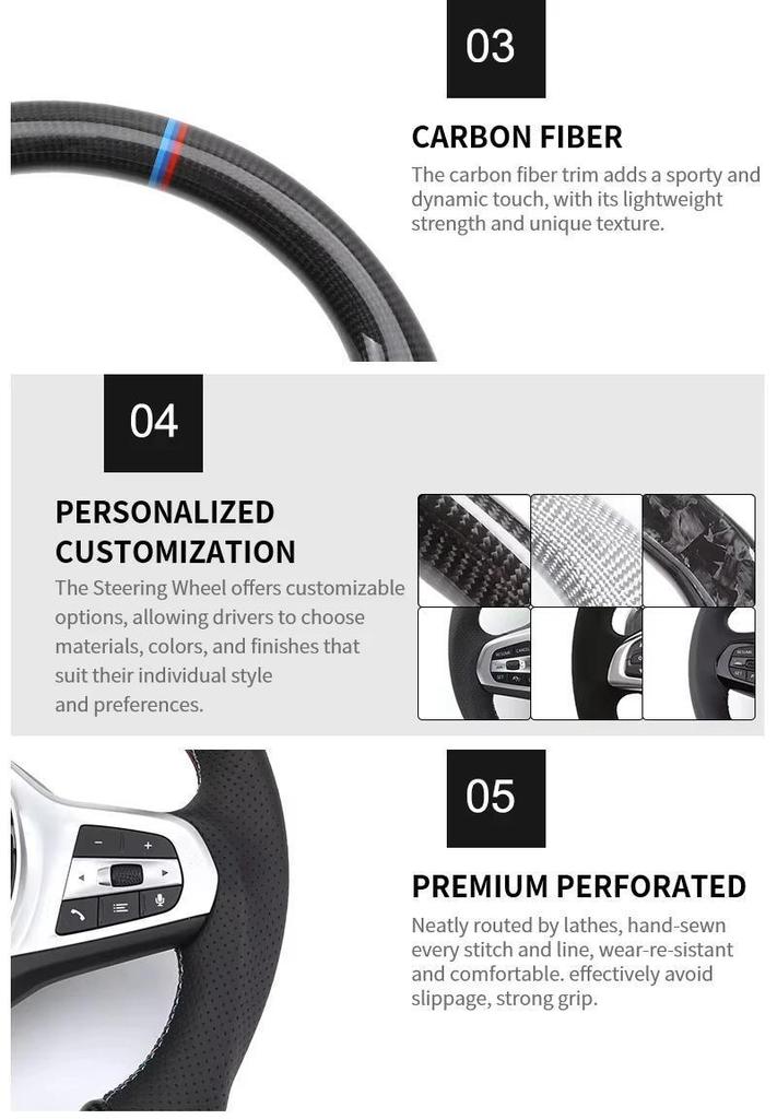 Upgraded high-quality carbon fiber steering wheel BMW F10 F07 F12 F13 F01 F20 M3 M5 F45 F30 E87 E90 E70 E84, EU warehouse, fast delivery