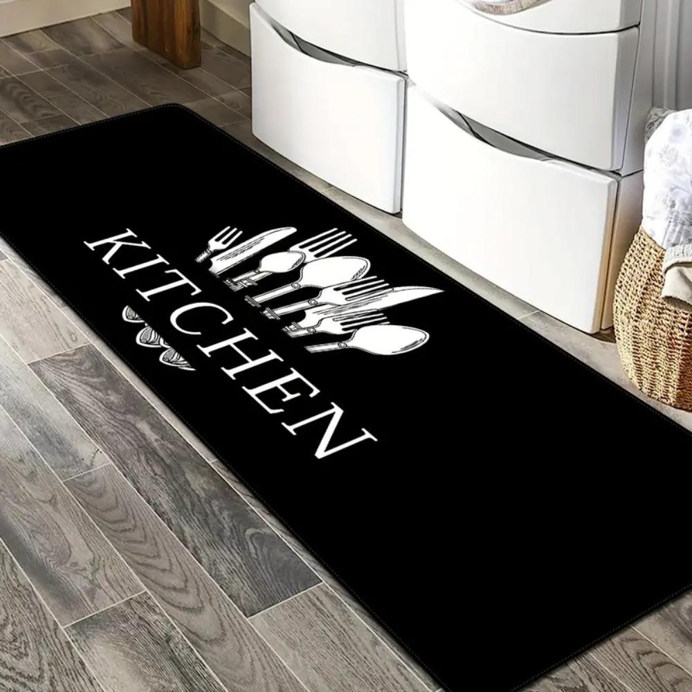 Tableware Pattern Floor Mat Dirt-resistant Doormat Kitchen Carpet Kitchen Runner Rug Entrance