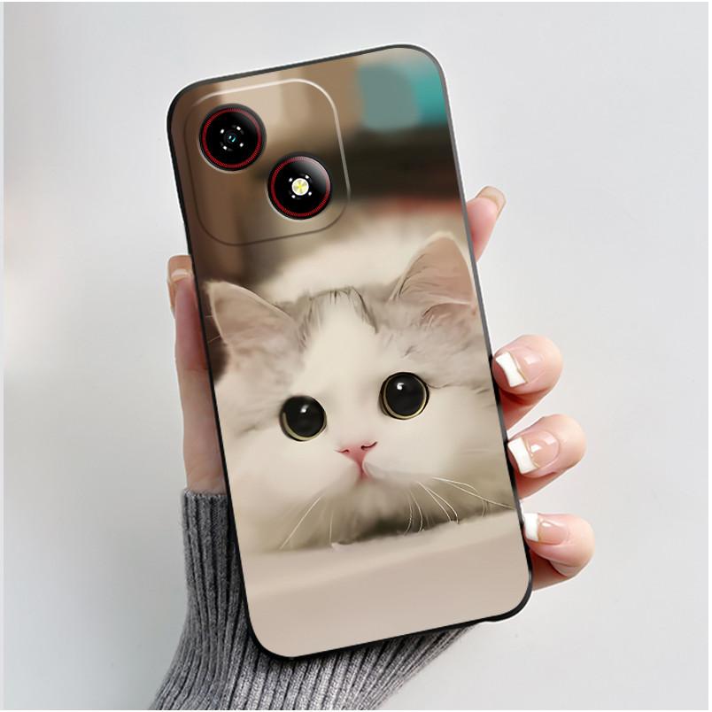Чехол для телефона ZTE Blade A35E Эстетичный Модный Милый Кот Астронавт Мягкий Силикон Черный Матовый Защитная Задняя Крышка