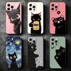 Черный кот Мультяшный Милый Мягкий Чехол для Телефона для iPhone 16 16E 17 Air 15 Pro Max 14 Plus 13 Mini 11 12 7 Черная Задняя Крышка