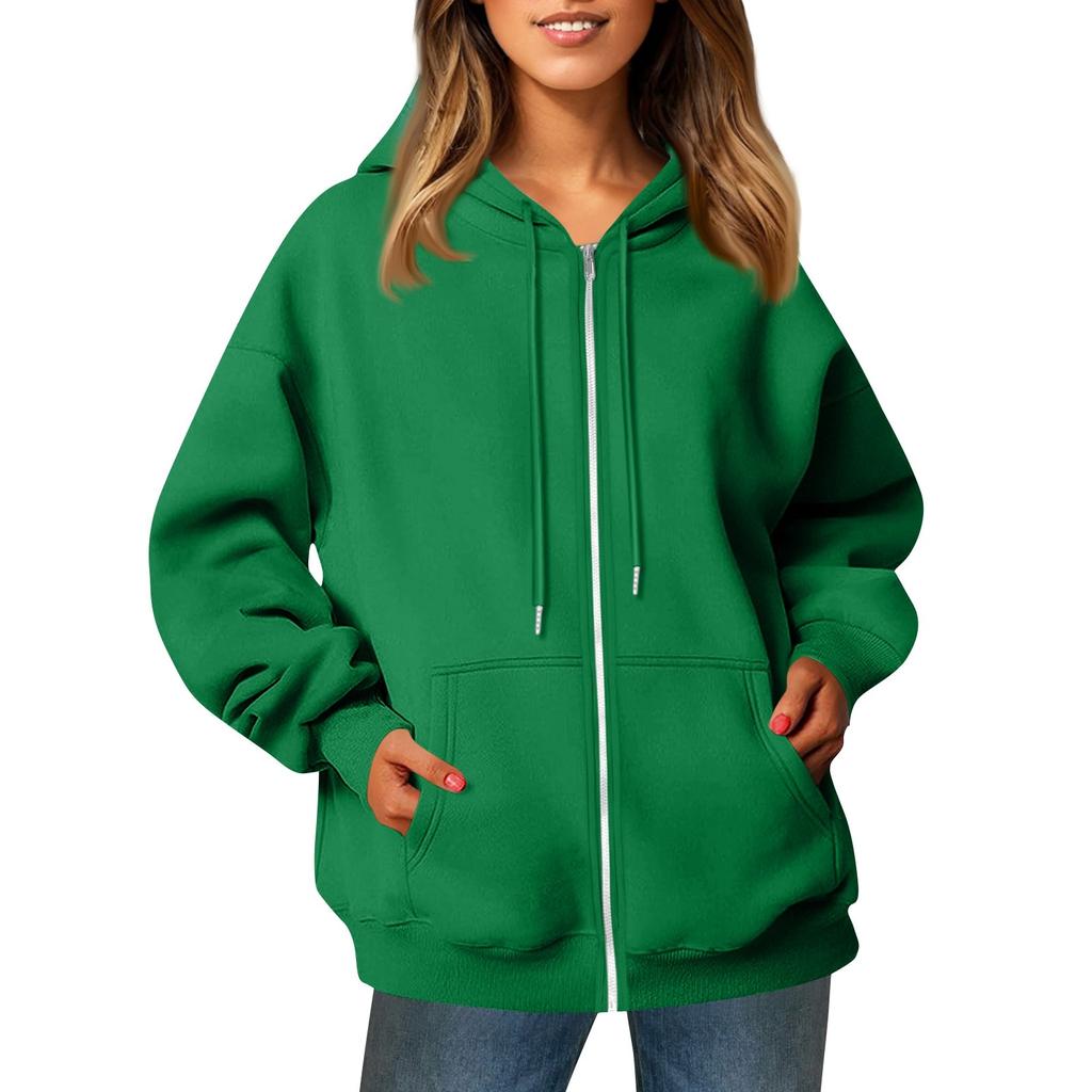 Женская повседневная модная однотонная куртка с длинными рукавами, карманом, молнией, капюшоном, затягивающимся шнурком