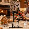 Олень Декор Черные Статуэтки Оленей Черные Металлические Статуэтки Лосей Рождественская Скульптура Оленя для Настольного Центрального Элемента Рождественский Декор