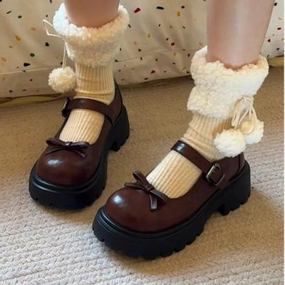 Мода 2024 года, горячая распродажа, женская обувь с пряжкой, ремешок, женские туфли на высоком каблуке, модные туфли-лодочки с бабочкой и круглым носком, туфли Мэри Джейн