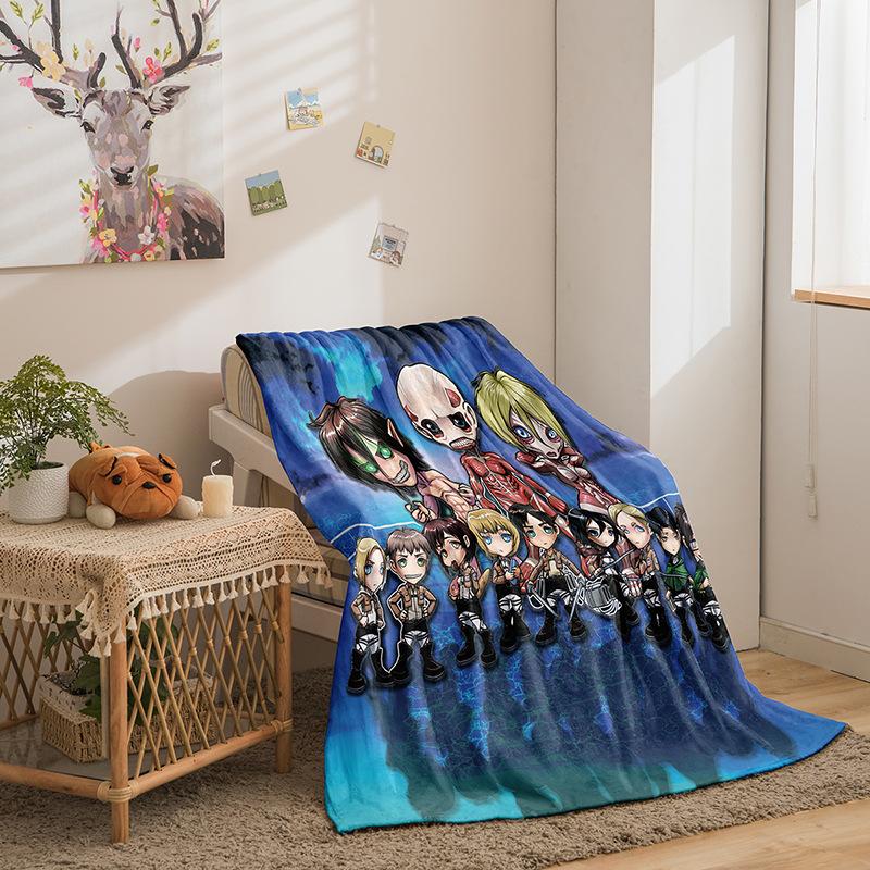 Cartoon Attack On Giant Series Double Sided Flannel 3D Digital Printing Blanket Cover