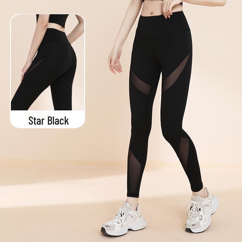 High Waist Mesh Yoga Pants - Slim Fit for Fitness and Sports