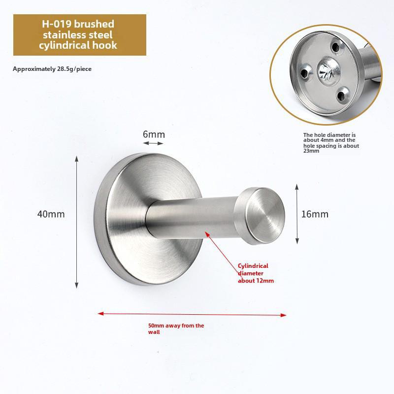 Black Stainless Steel Wall-Mounted Clothes Hook for Bathroom, Kitchen, or Door