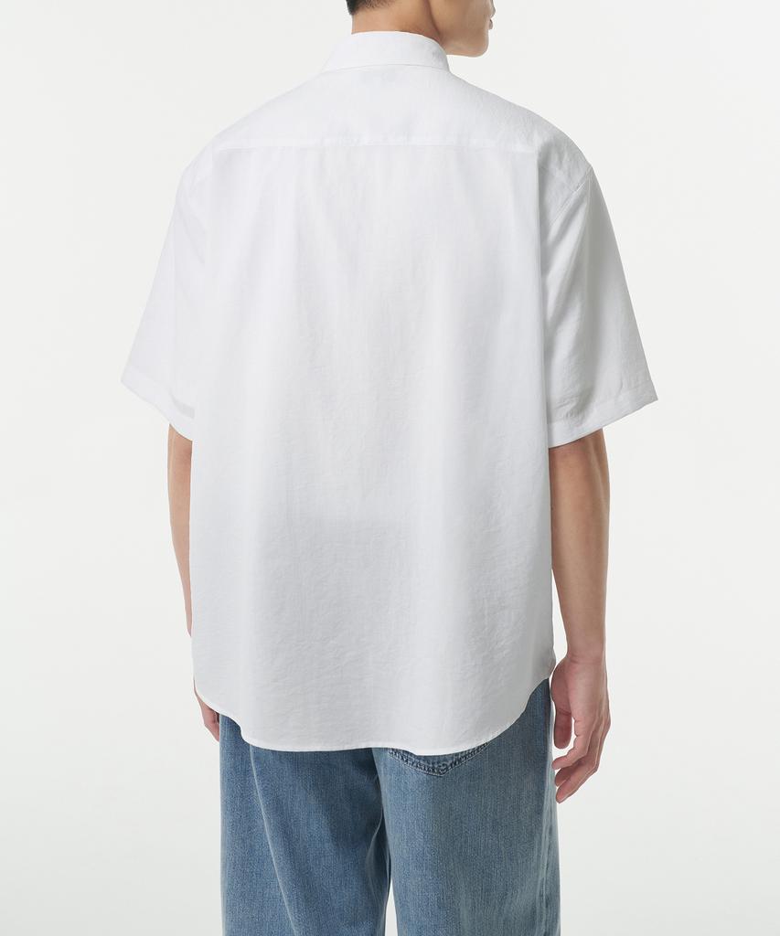 MUSINSA STANDARD Relaxed Linen-Like Short Sleeve Shirt [White]