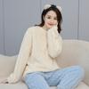 Winter Pajamas Homewear Suit Warm Suit Women's Autumn and Winter Shu Cotton Velvet Thickened Color Blocking Warm Homewear