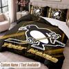 Pittsburgh Penguins Printed Bedding Set Custom Name Text 1 Duvet Cover 2 Pillowcases For Bedroom