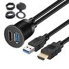 Панель расширения HDMI и USB 3.0 для автомобиля Timloon Порт ввода USB 3.0 и порт ввода HDMI Аудио реле Аудио компоненты Водонепроницаемый кабель Комплект для приборной панели (2 метра)