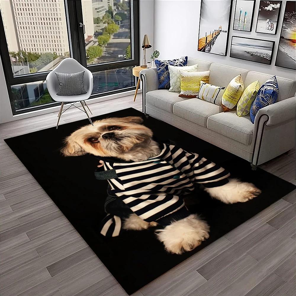 Cute Dog Samoye,Chihuahua,Koki Pomeranian Husky Cartoon Carpet Rug for Home Living Room Bedroom Sofa Doormat Decor,kid Non-slip