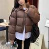 Простое однотонное хлопковое стеганое пальто, женские пышные теплые зимние парки, женская куртка с воротником-стойкой, повседневная короткая хлопковая пуховая куртка женская