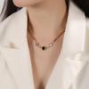 Titanium Steel European and American Cross -border Black and White Shell Roman Diamond Necklace