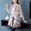 Women's Summer Mid-Length Chiffon Shirt Mom Thin Breathable Elegant Tops