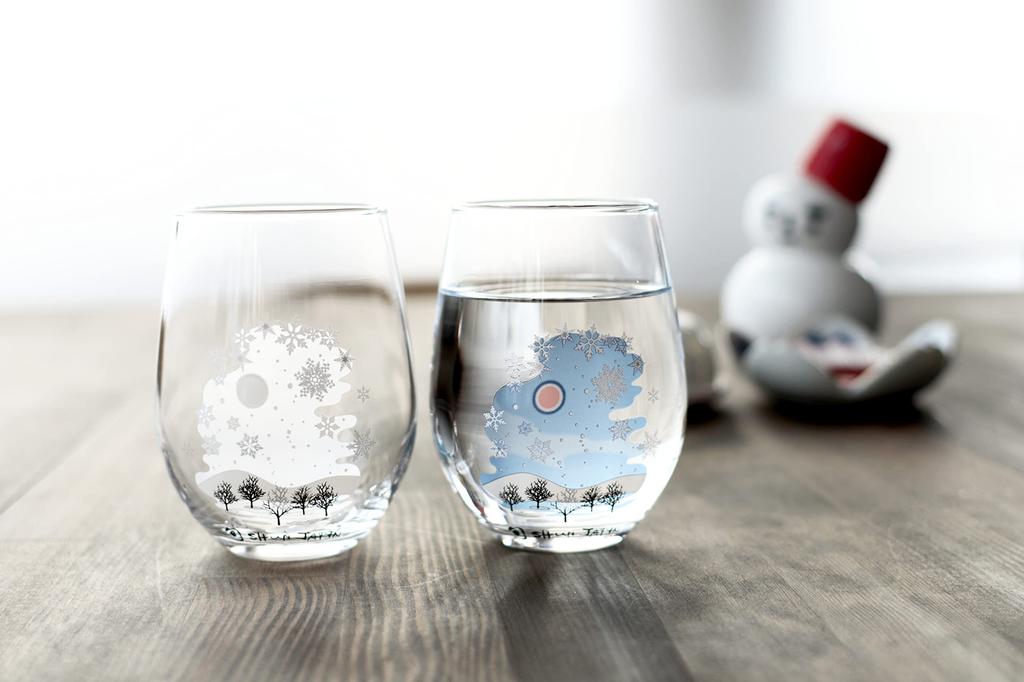 As a Marumo Takagi Pottery Cold Feeling Snow Crystal Free Glass Pair Set Snow Crystal Pattern Changes with Temperature Gift Cheers Glass Free Glass
