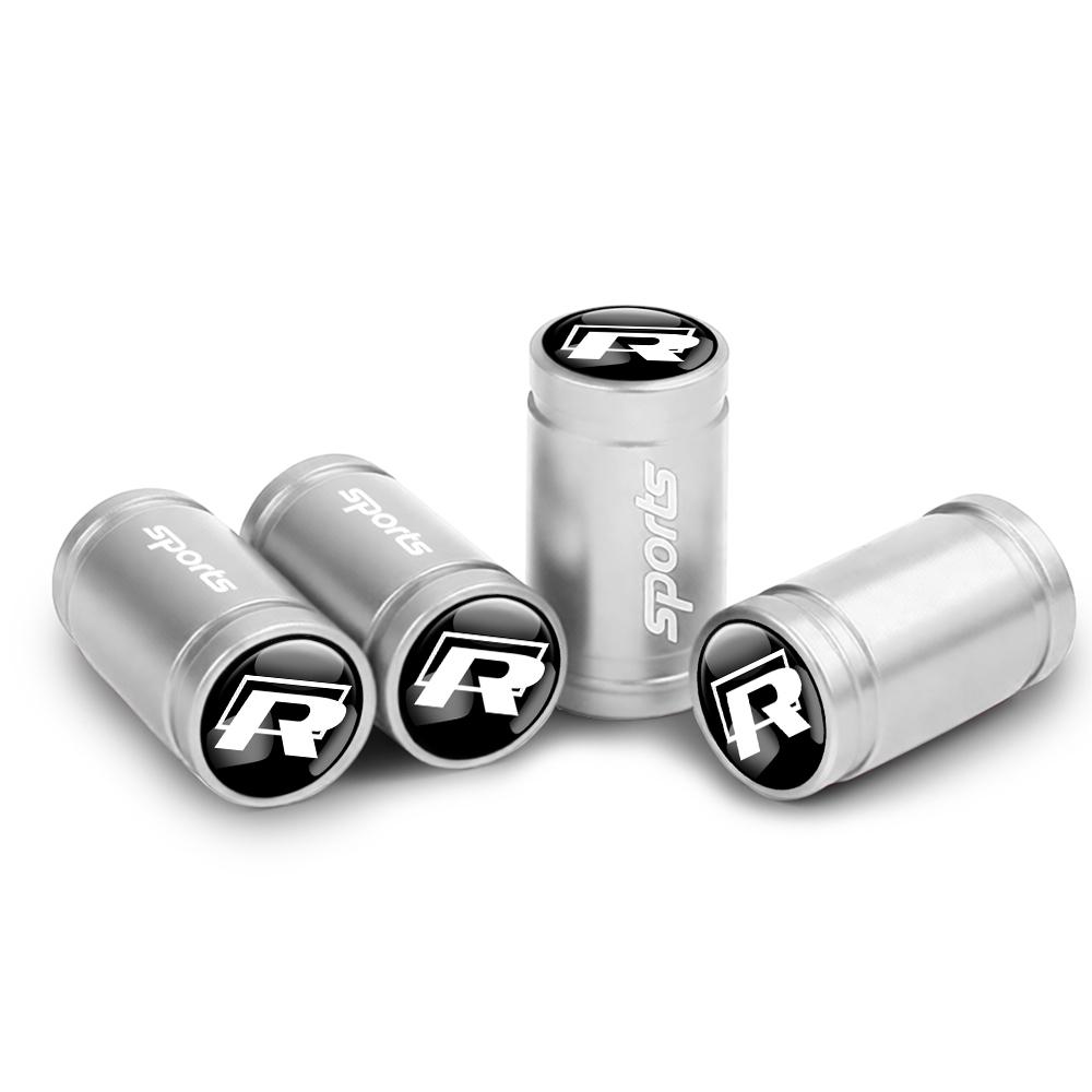 4Pcs Car Metal Wheel Tire Air Valve Dust Caps Accessories With Logo For Volkswagen Golf Rline Passat GTI Sagitar Scirocco Tiguan