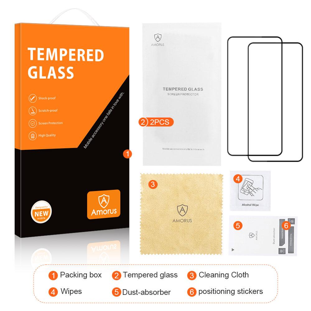 AMORUS 2Pcs For Xiaomi 13 5G Silk Printing Tempered Glass Full Screen Protector Anti-scratch Full Glue Film