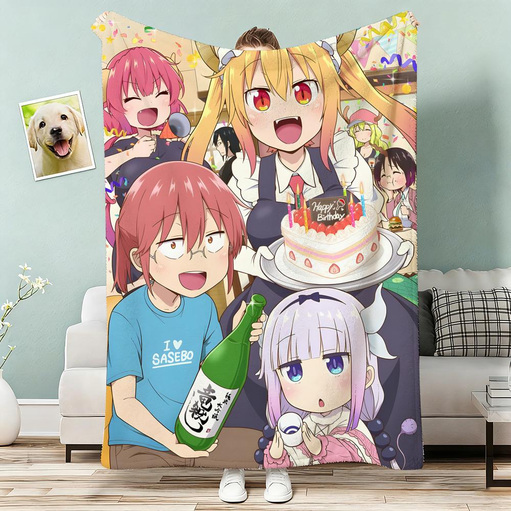 Miss Kobayashi's Dragon Maid Throw Lightweight 240g Flannel Blanket Soft Skin-friendly for Summer Cooling