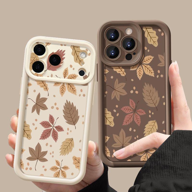 Мягкий чехол для телефона с осенними листьями для iPhone 17 16 15 14 Pro Max 13 12 Pro Max 11 16e Ударопрочный силиконовый чехол из ТПУ конфетного цвета