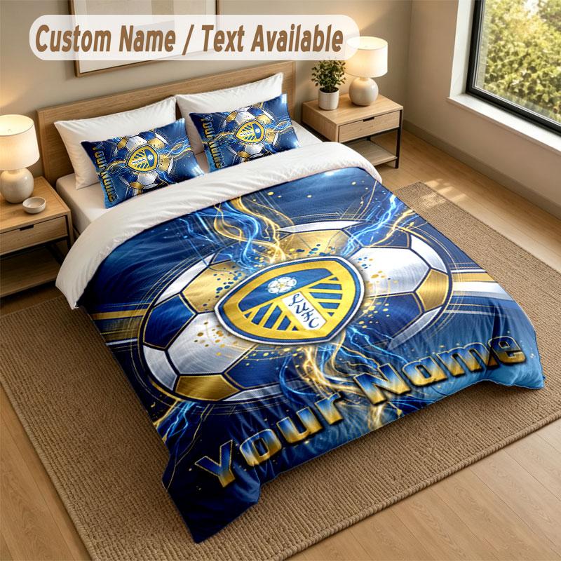Комплект постельного белья 1 пододеяльник 2 наволочки Принт Leeds United Мягкое постельное белье Декор спальни
