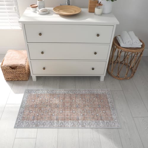 HAOCOO Washable Persian-Style Indoor Doormat, 45x120cm, Suitable for All Seasons, Small, Fluffy Bath Mat, Stylish, Non-Slip, Absorbent, Soundproof, Ou