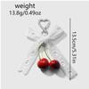 Leopard Pattern Cherry Pendant Mesh Pearl Bow Pendant Ribbon Bow Keychain  Bag Ornaments