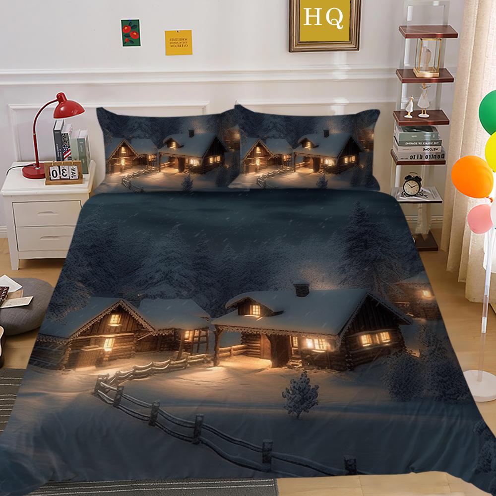 Домашнее постельное белье с рождественским принтом, королевский размер, полиэстеровая постельная одежда, детские милые покрывала высокого качества высокого качества