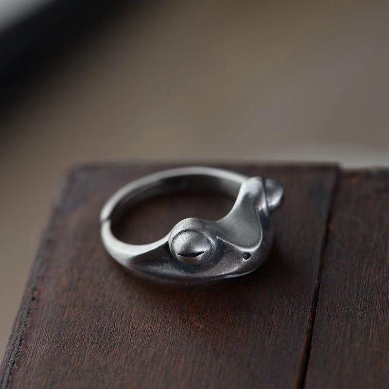 Ретро состаренное кольцо с лягушкой для мужчин панк готика регулируемое открытое кольцо ручной работы античная оловянная роспись циркон креативные аксессуары