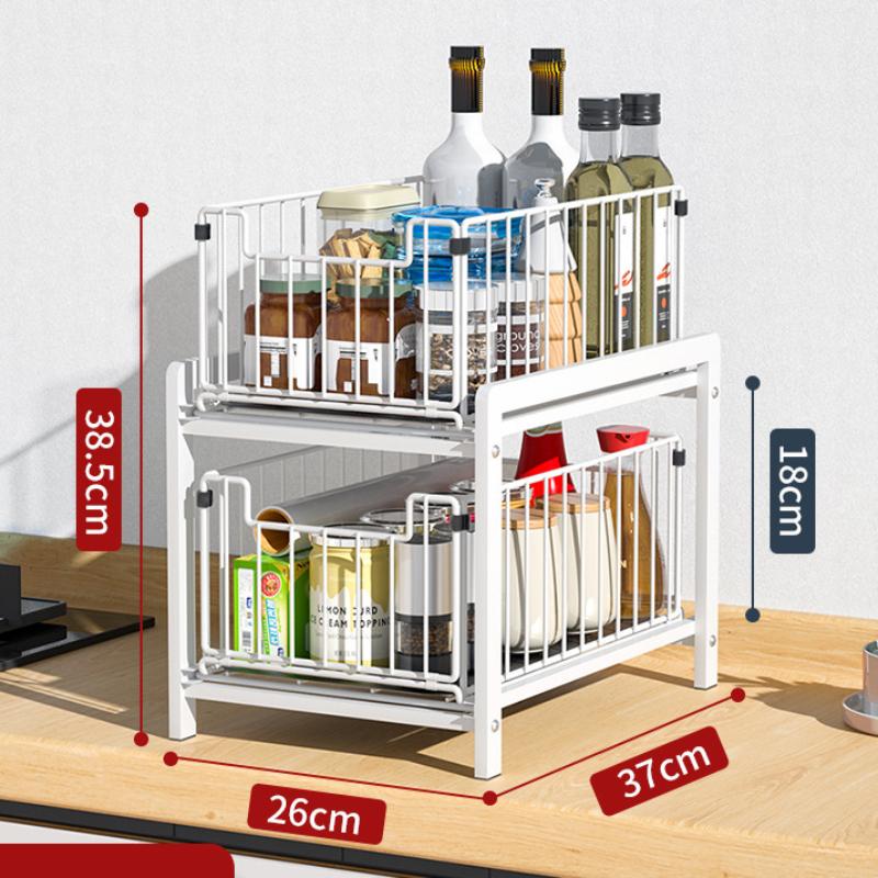 Двухслойная стеллаж для хранения раковины, тип ящика шкафа, телескопическая столешница, стеллаж для хранения приправ, предметы первой необходимости