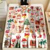 1pc Cartoon Christmas Tree & Bell Print Reversible Polyester Throw Blanket Contemporary Style
