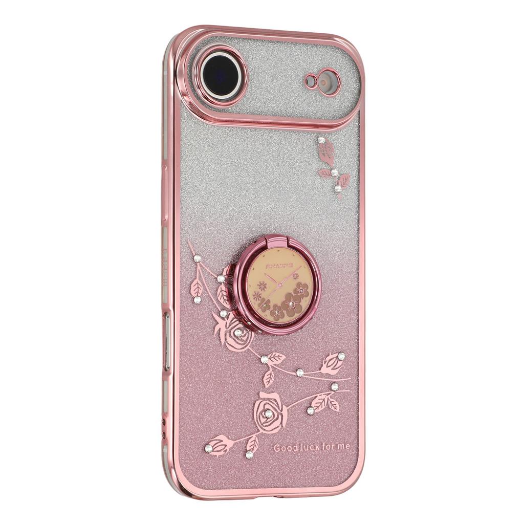 KADEM For iPhone 17 Air Case Ring Kickstand TPU Flowers Phone Cover Gradient Glitter