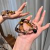 Handmade Three-Layer Natural Stone Bracelet Women Black Obsidian Citrine Tiger Eye Beads Minimalist Ethnic Style