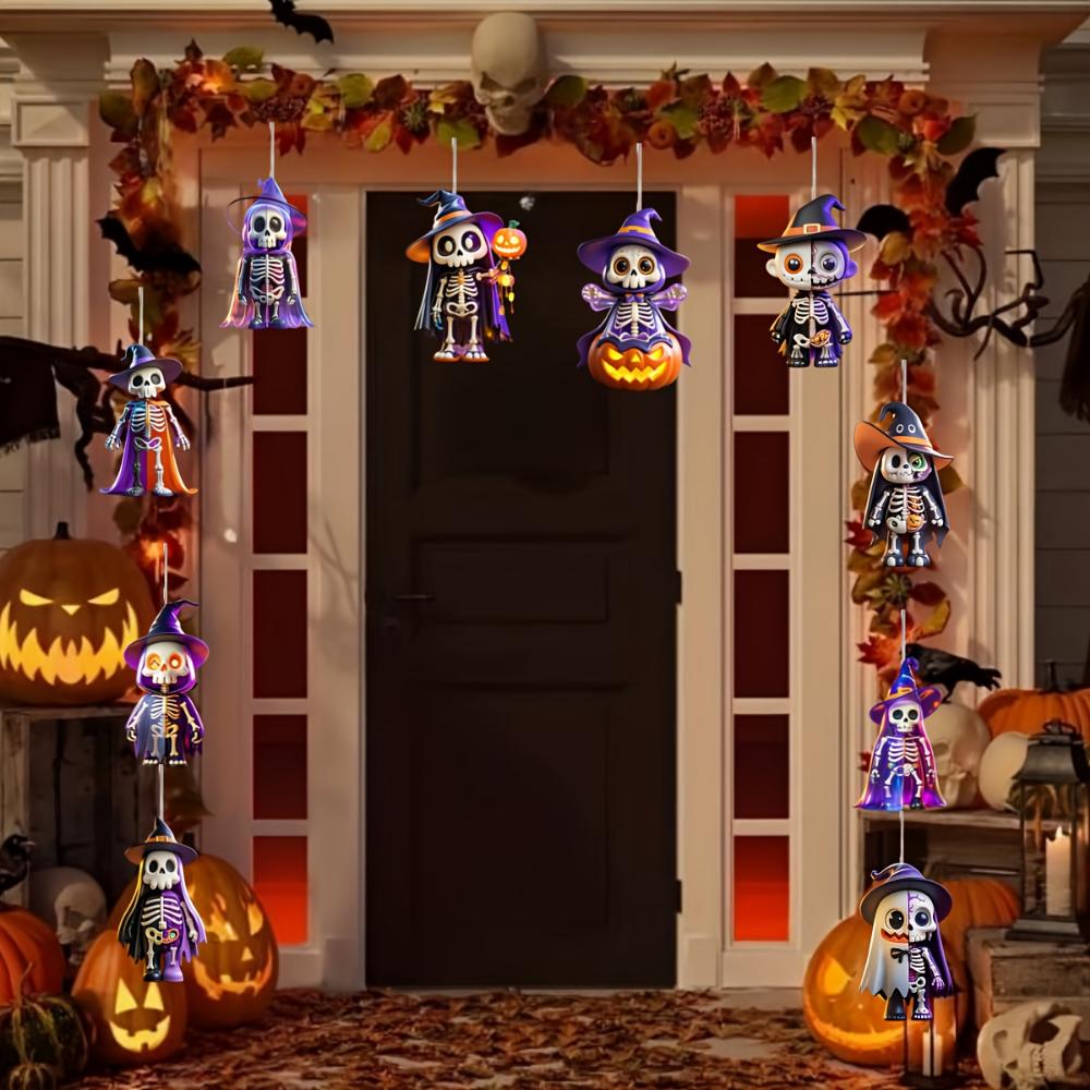 10 шт. деревянных подвесок с графическим дизайном 2D на тему Хэллоуина, украшения для Хэллоуин-вечеринок, мероприятий и семейных собраний, идеальные подарки