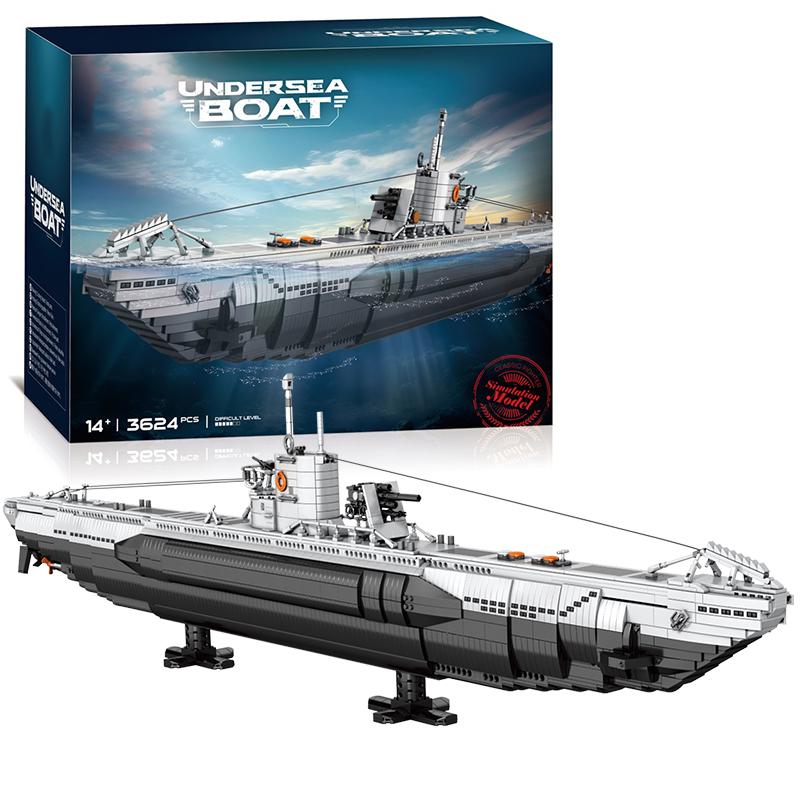 Нетоксичные 3624 детали Строительные блоки в форме U Подводная лодка Модель подводного корабля Кирпичики с основанием-держателем Настольное украшение Детские DIY игрушки Праздничные подарки