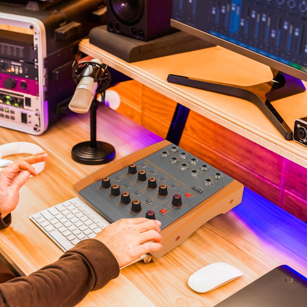 8-Channel Mixing Console Ultra Low Noise 8 Channels Line Stereo Mixer Mono/Stereo Switching Compact