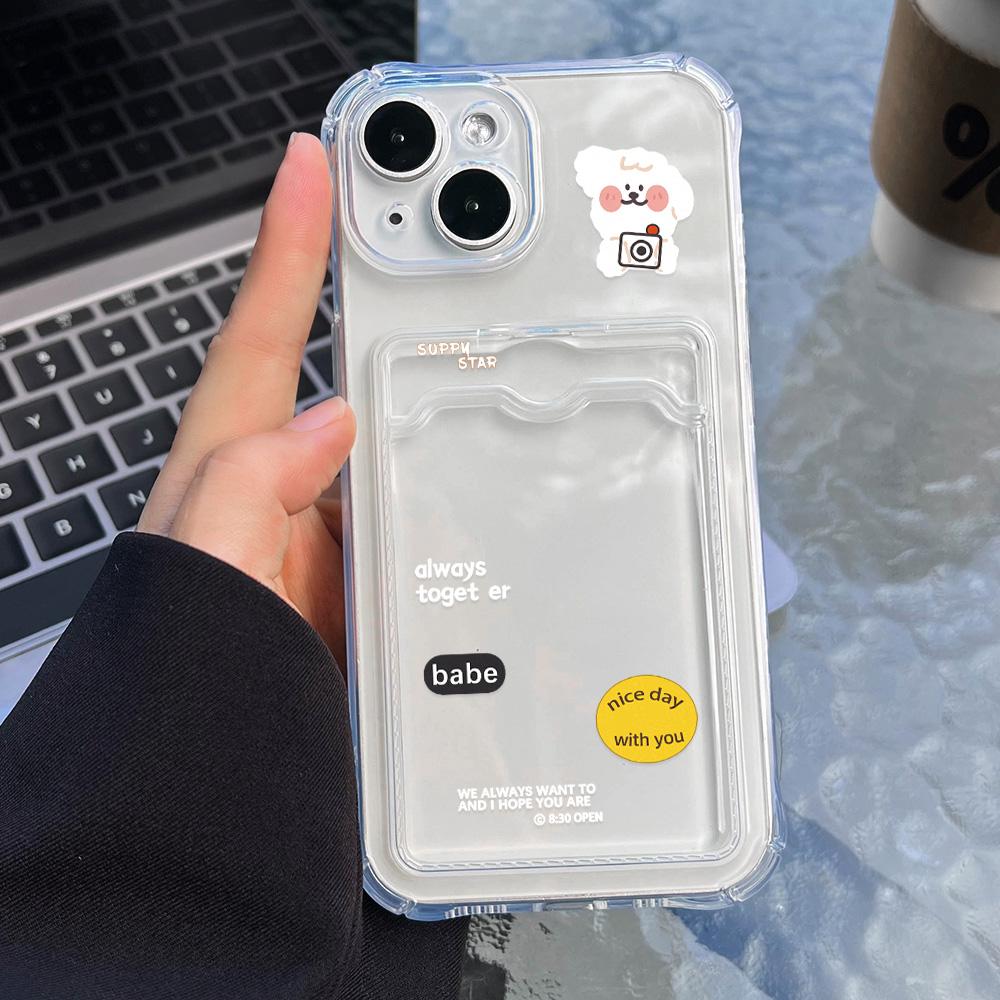 Чехол-карточка для iPhone 11 13 XR 15 14 Pro Max iPhone 12 16 7 8 Plus XS Max Samsung S24 S23 A15 A55 A05 A54 Redmi 12 13C 13 9 с защитой от мультфильмов