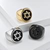 Six Point Hexagram Star Ring for Men David Star Ring Stainless Steel Solomon Religious Symbol Signet Ring