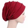 Тюрбан-шляпа Femme Wrap Head Головные повязки Slouch Beanies Однотонный капот Chemo Cap Женская хлопковая шляпа
