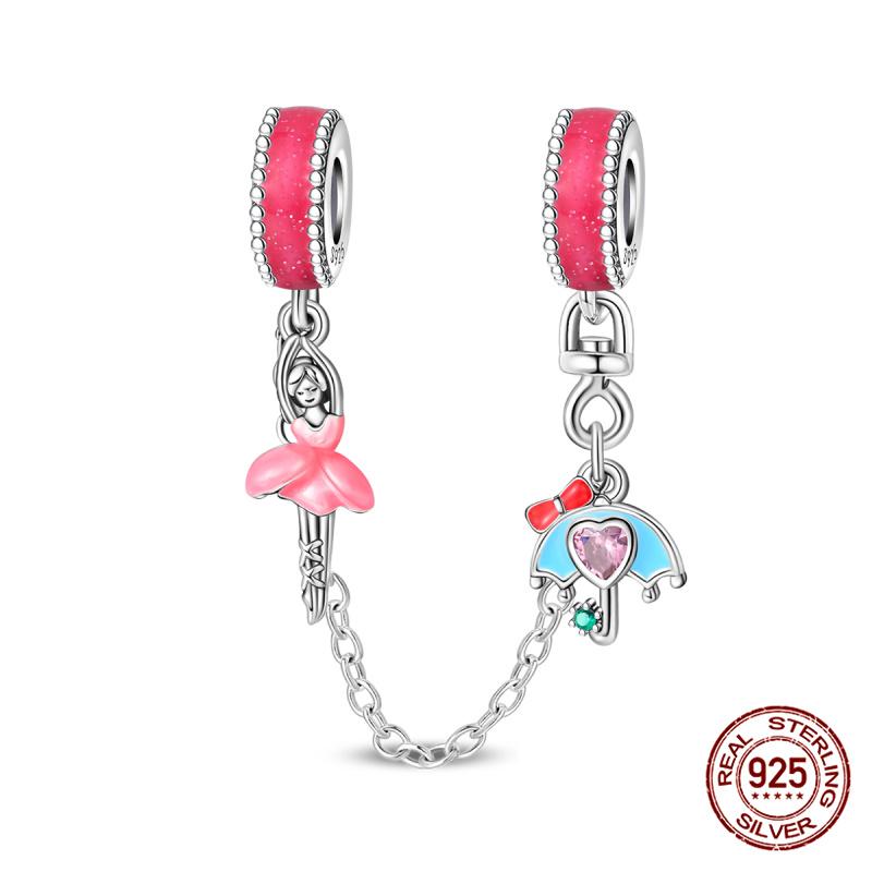 Original 100% 925 Silver Star Moon Safety Chain Fit 925 Original Bracelet & 3mm Bracelet DIY Jewelry Making Women Gift