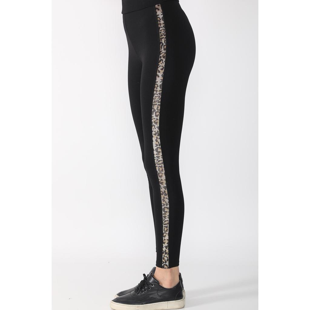 Черные бархатные леггинсы в полоску с пайетками, украшенные блестками