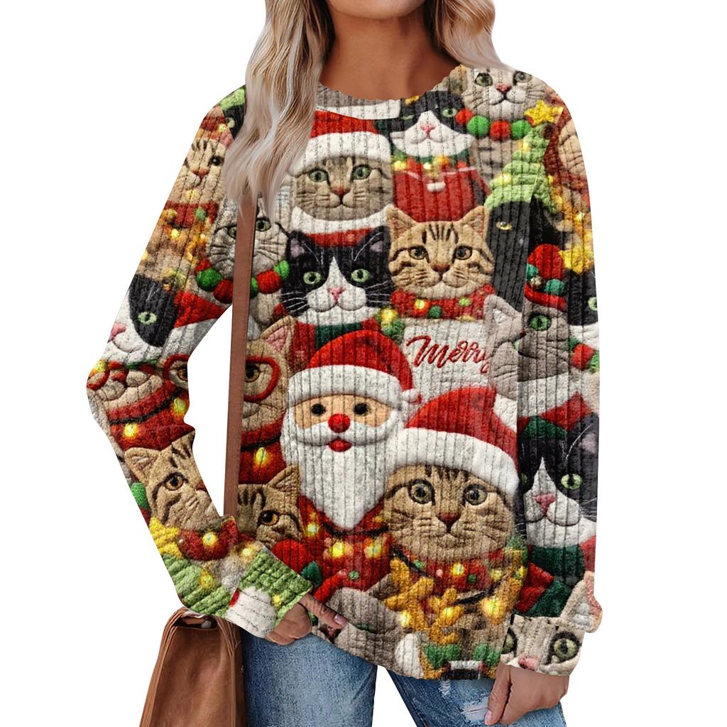 Женский принт Легкий Топ с круглым вырезом из матового хлопка