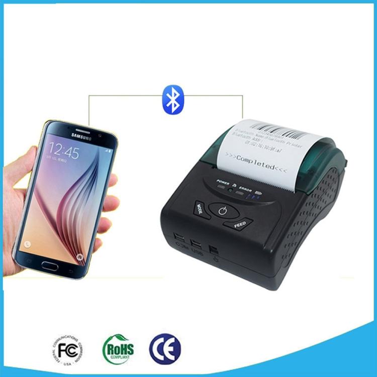 POS-5807 58 мм Портативный Термопринтер Билетов Bluetooth с USB-портом, Максимальный поддерживаемый размер термобумаги: 57x50мм