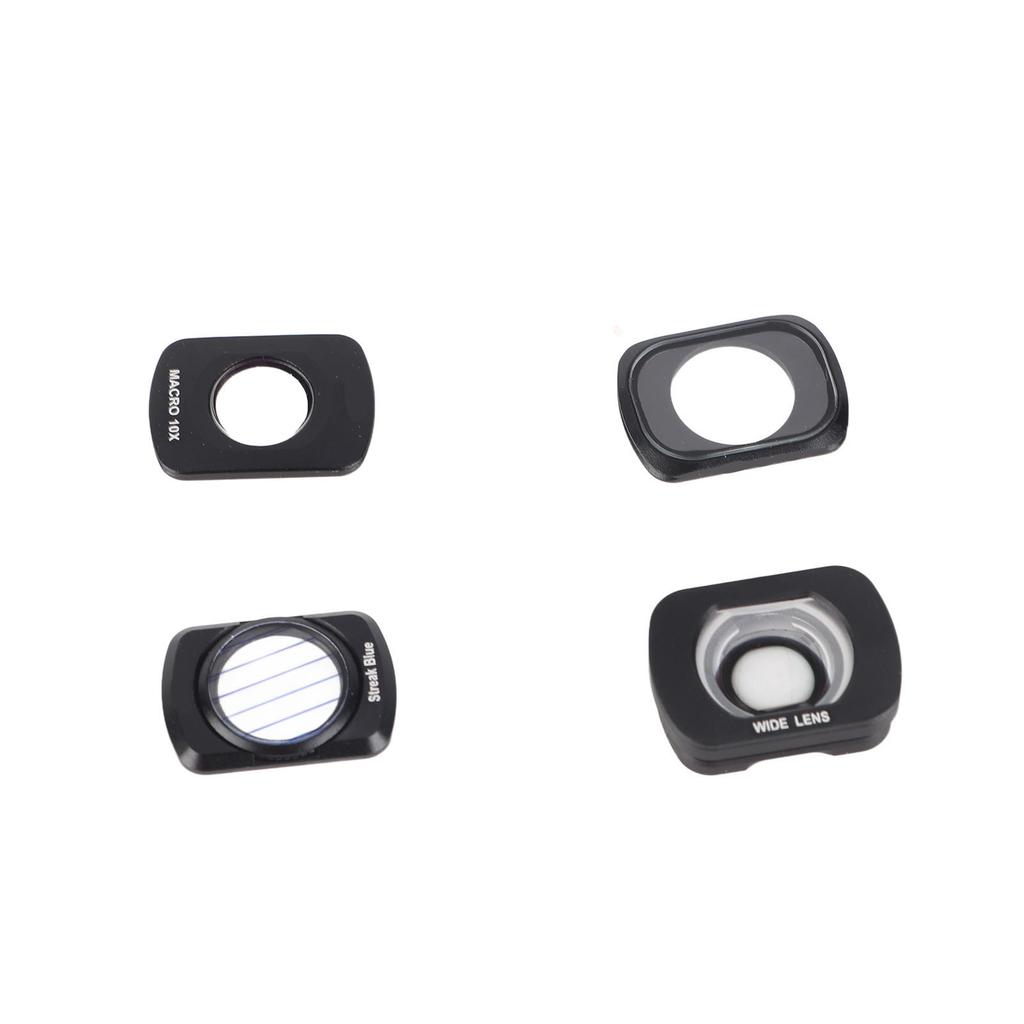 Комплект из 4 шт. фильтров для объектива камеры: 1x широкоугольный, 1x макрообъектив, 1x 1/4 белый софт, 1x синий фильтр с эффектом царапин для Osmo Pocket 3