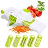 LMETJMA Mandoline Slicer With Stand Stainless Steel Vegetable Slicer With 5 Blades Potato Carrot Cucumber Slicer Cutter KC0015