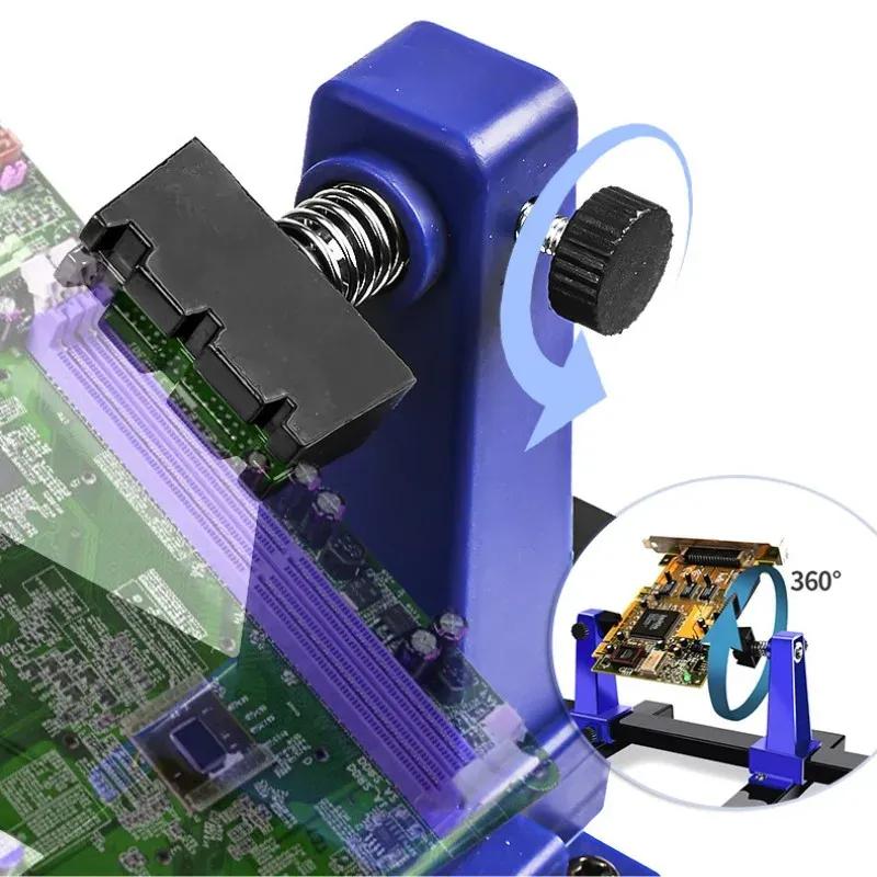 Combination Toolbox with Adjustable PCB Holder 360° Rotation Soldering Jig for Printed Circuit Board Repair and Assembly