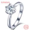 Lindon Women Classic 925 Sterling Silver Moissanite Ring Ladies Jewelry Wedding Promise Party Gift