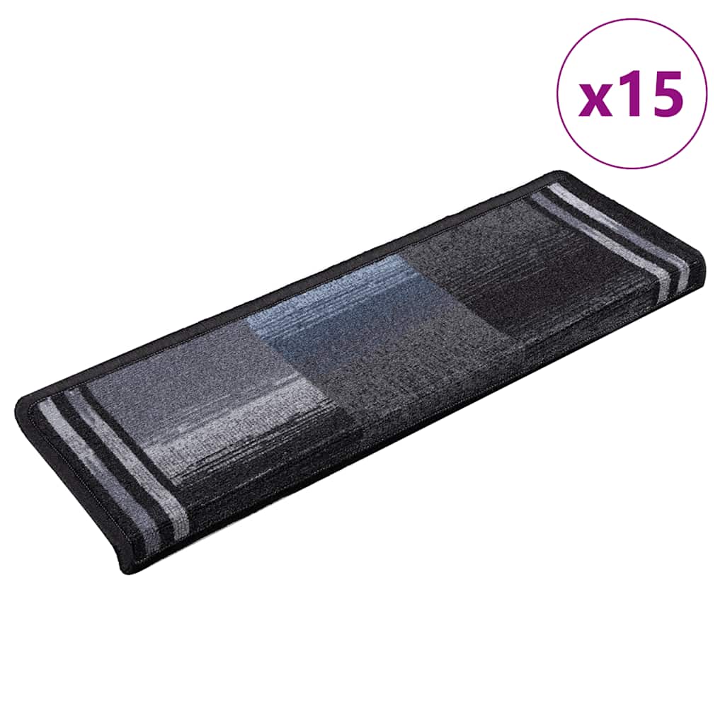 vidaXL Treppenmatten Selbstklebend 15 Stk. 65x21x4 cm Schwarz und Grau