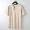 Summer Cardigan Men's Short-Sleeved T-shirt Cotton and Linen Led Casual Men's T-shirt Shirt Male Breathable