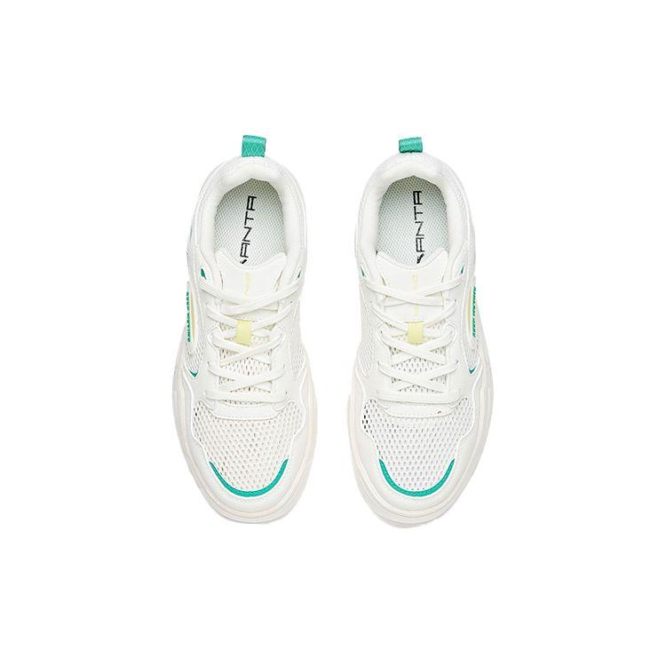 Anta Lifestyle Series Casual Skate Shoes Women Sneakers White Green Yellow 122028053-1