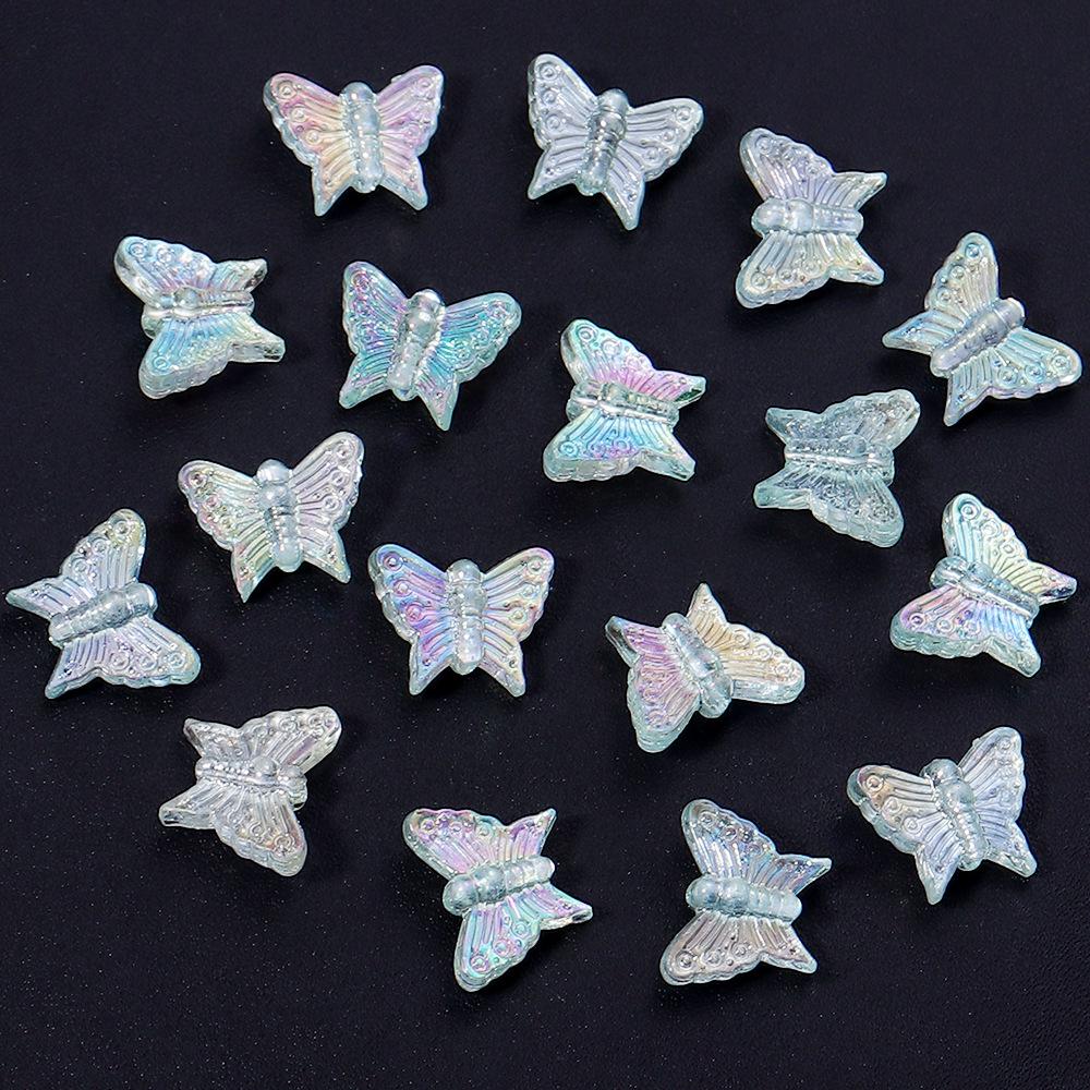 50-Pack Acrylic Colored Transparent Butterfly Beads for DIY Phone Chains